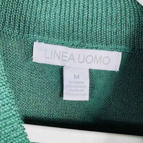 Linea Uomo Size Medium Wool Blend Mock Neck Pullover Sweater Forest Green - Picture 3 of 4